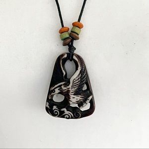 Vintage Carved Eagle Necklace Hippie Style
